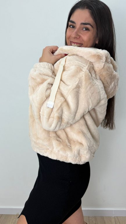 ABRIGO DE PELO BEIGE - Imagen 2