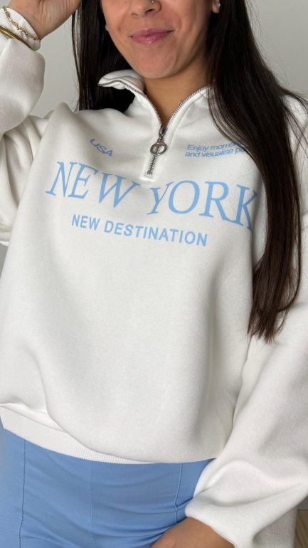 SUDADERA NEW YORK CELESTE