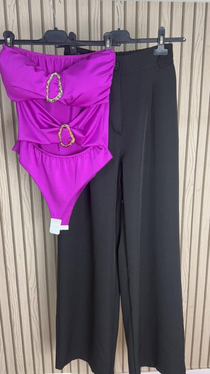 PANTALÓN PINZA ACAMPANADO NEGRO - Imagen 2